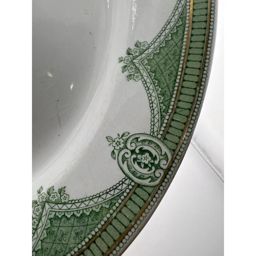 Ipswich J G Meakin England Serving Tray‎ Green Gold Antique Platter Vintage
